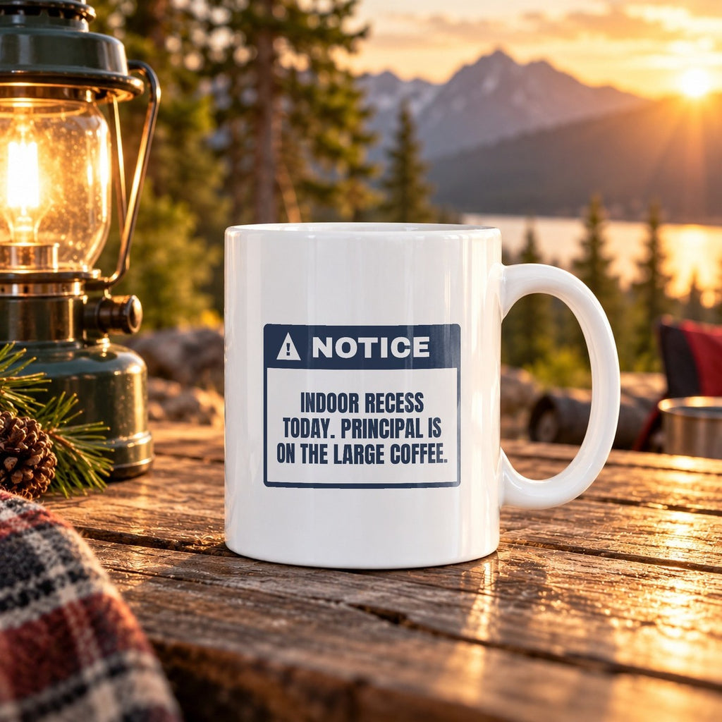 Funny Principal Coffee Mug Indoor Recess Today Large Coffee Required - photo 3