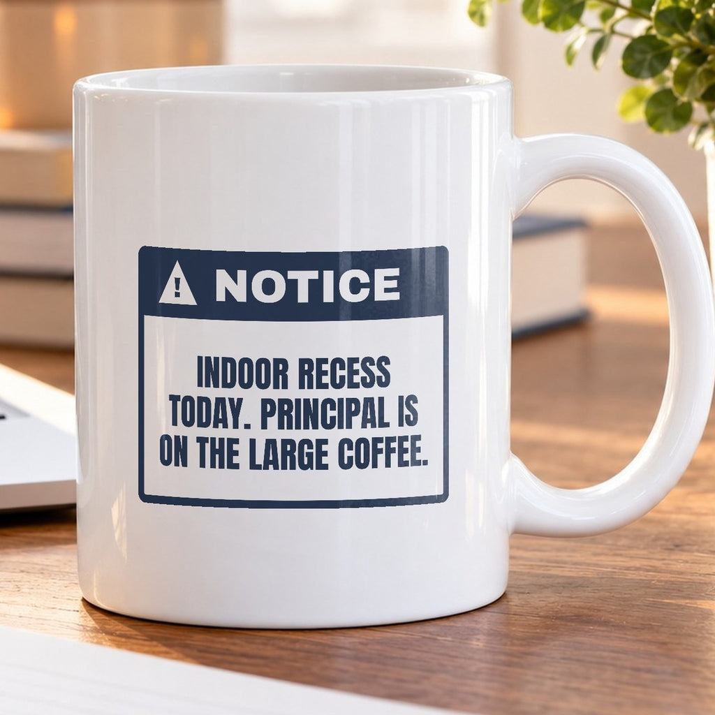 Funny Principal Coffee Mug Indoor Recess Today Large Coffee Required - photo 5