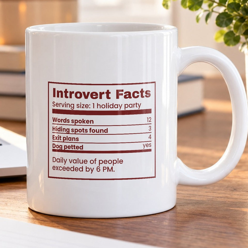 Funny Christmas Introvert Coffee Mug Introvert Facts Nutrition Label - photo 5