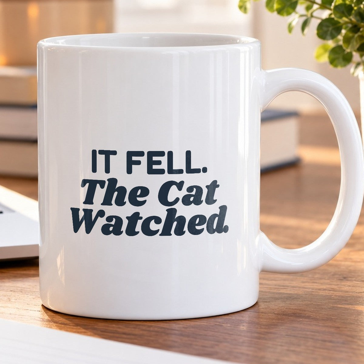Funny Christmas Cat Coffee Mug It Fell The Cat Watched - photo 5