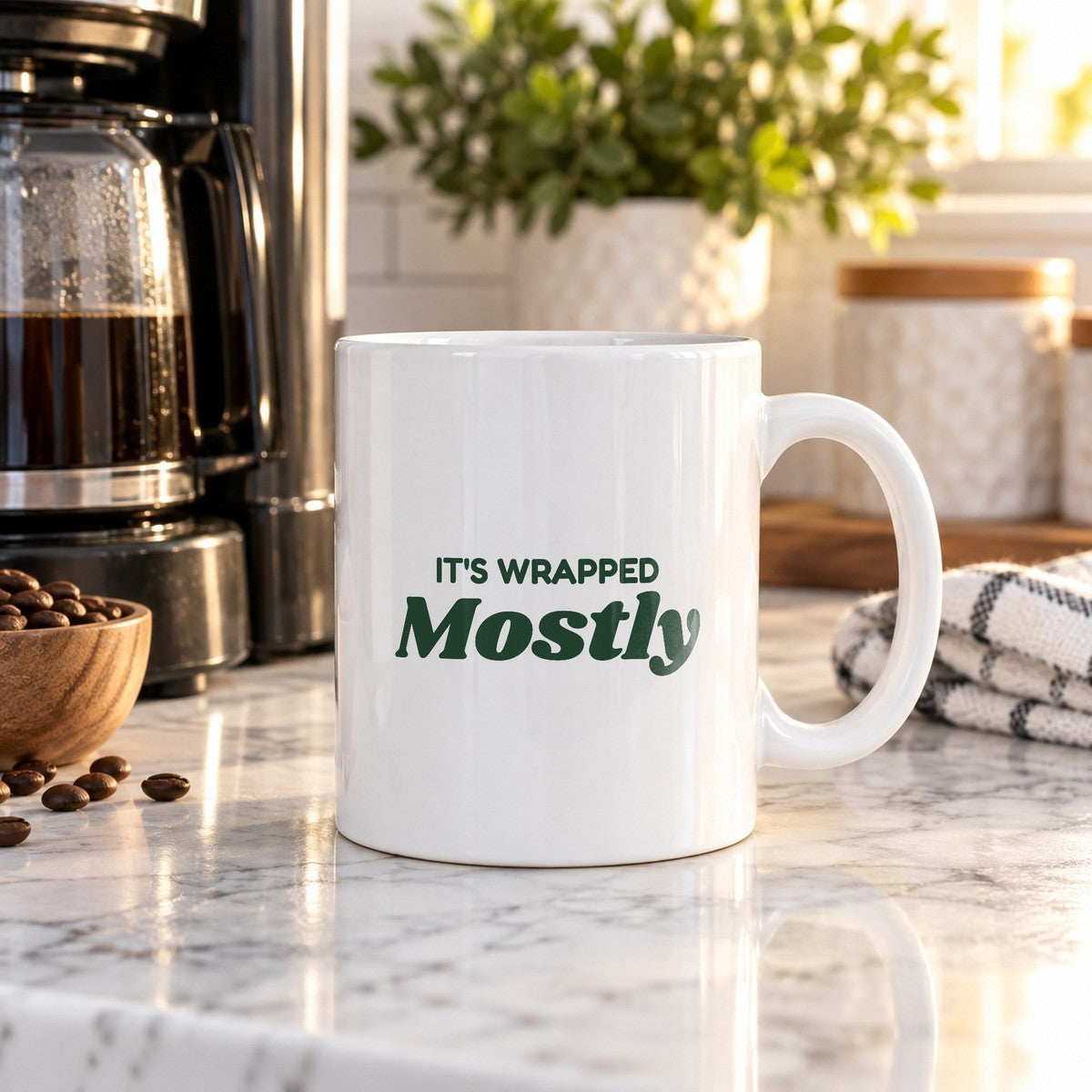 Funny Christmas Coffee Mug It's Wrapped Mostly For Bad Wrappers - photo 1