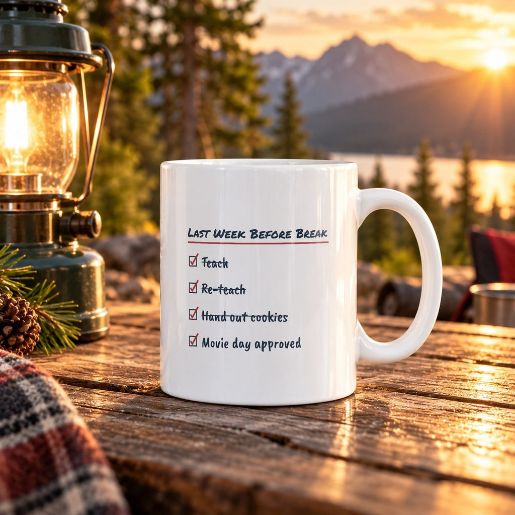 Funny Christmas Teacher Coffee Mug Last Week Before Break Movie Day - photo 3