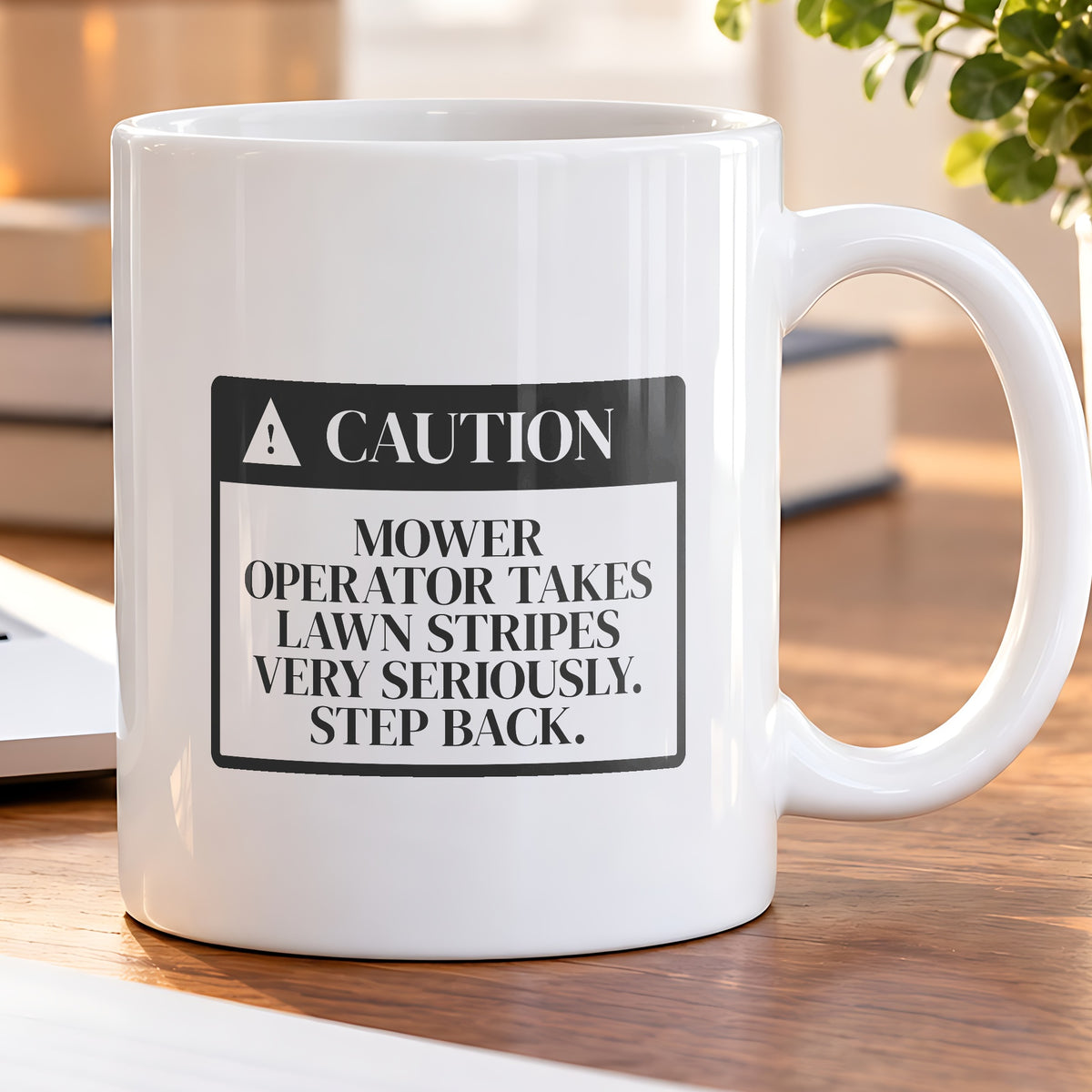 Lawn Mower Warning Coffee Mug Stripes Very Serious For Dad - photo 5