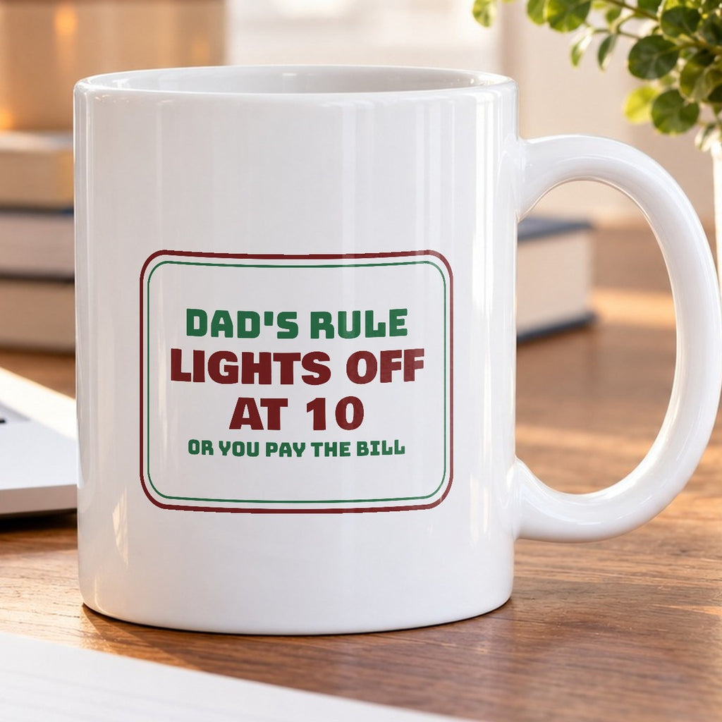 Funny Christmas Dad Coffee Mug Lights Off At 10 Or Pay The Bill - photo 5