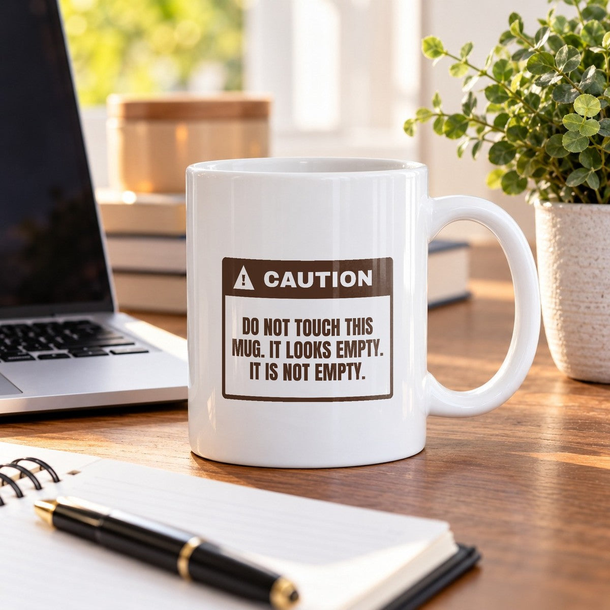 Funny Coffee Lover Coffee Mug Looks Empty It Is Not Warning Label - photo 2