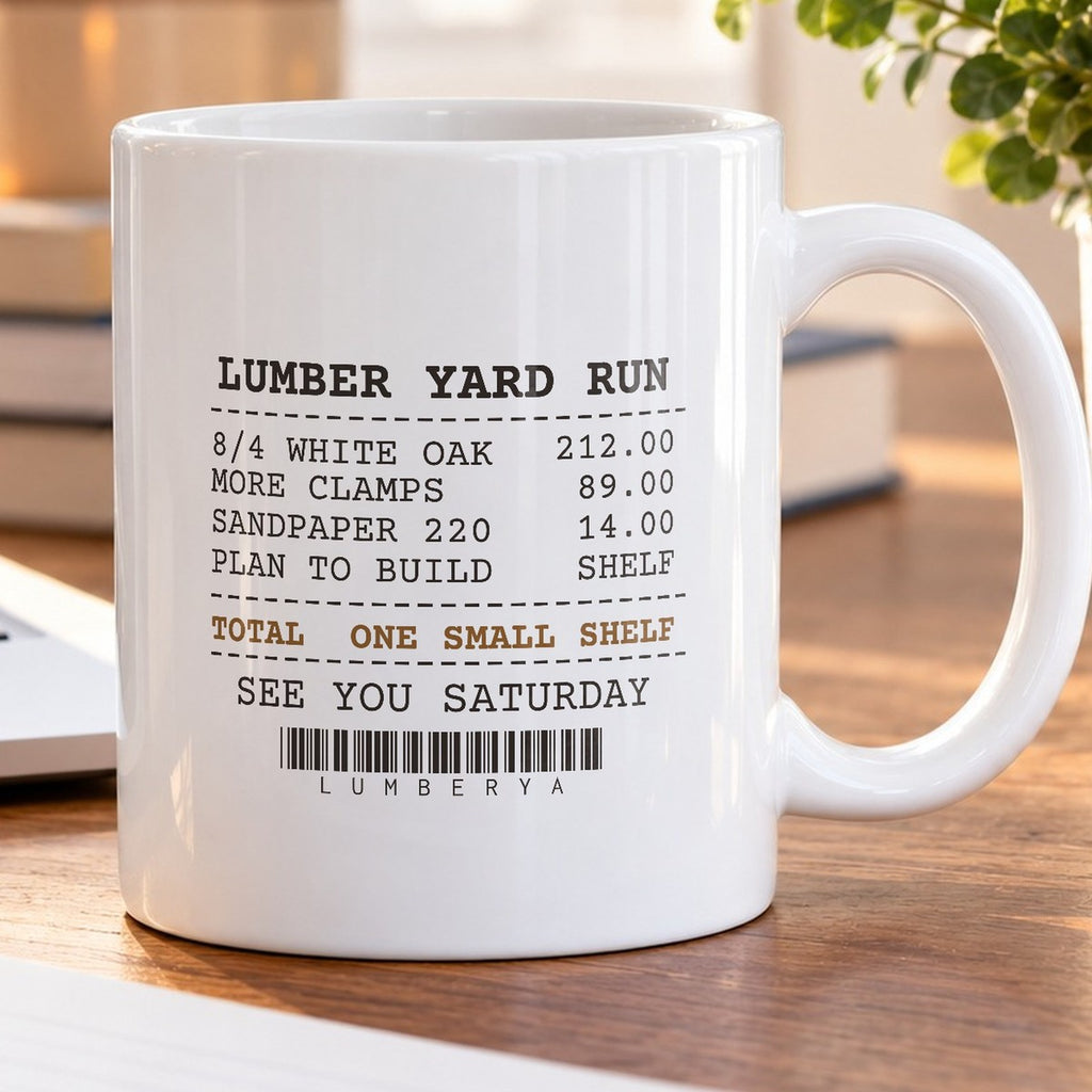Funny Carpenter Coffee Mug Lumber Yard Receipt One Small Shelf - photo 5