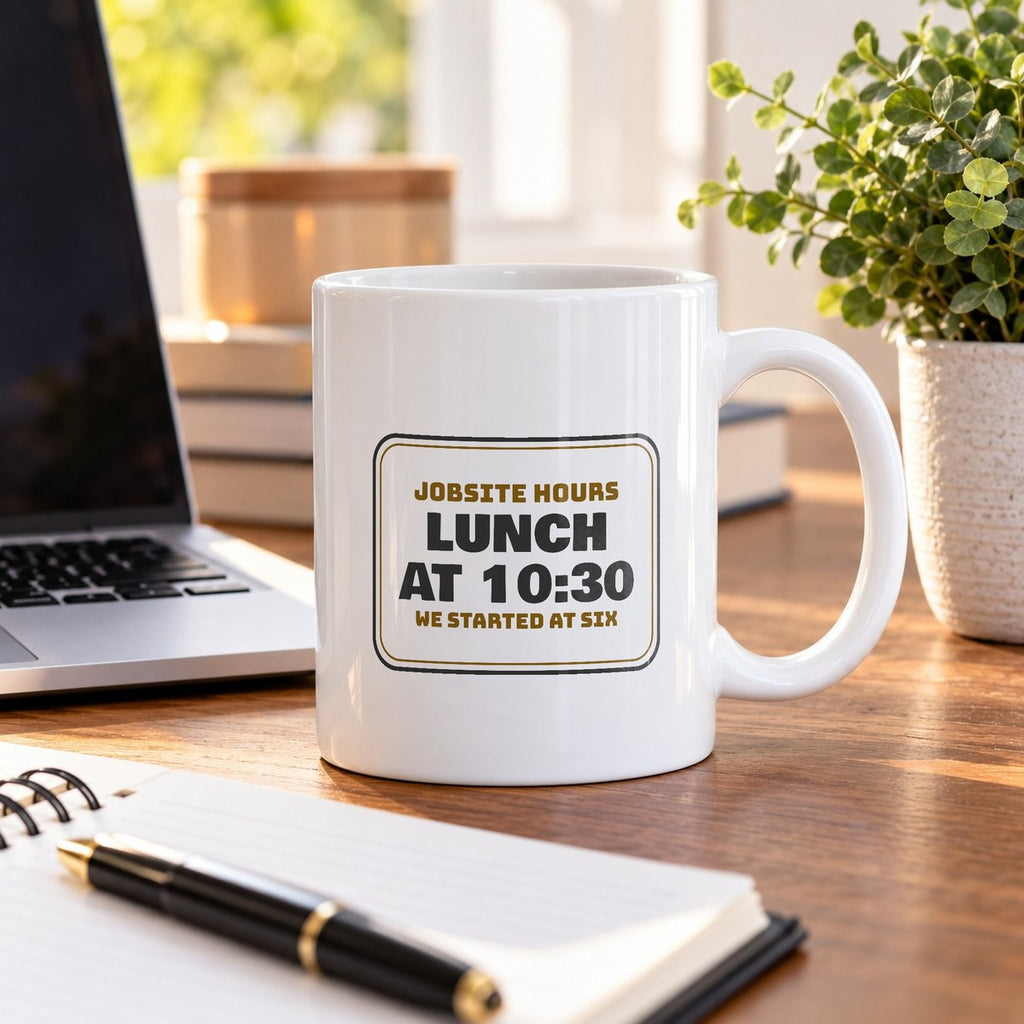 Funny Construction Worker Coffee Mug Lunch At 1030 Jobsite Sign - photo 3