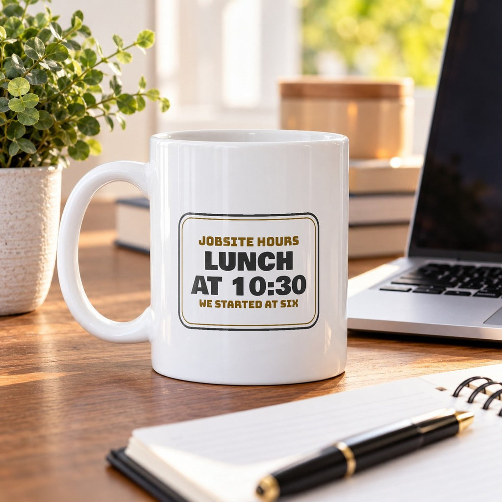 Funny Construction Worker Coffee Mug Lunch At 1030 Jobsite Sign - photo 4