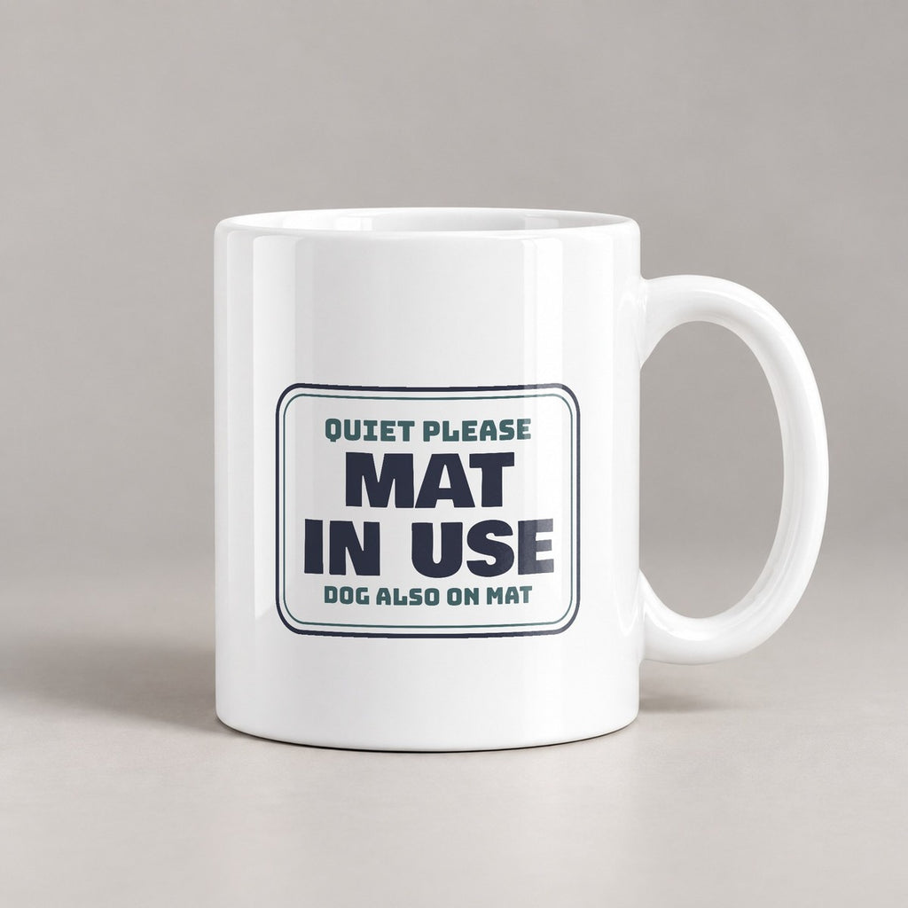Funny Yoga Coffee Mug Mat In Use Dog Also On Mat - photo 3