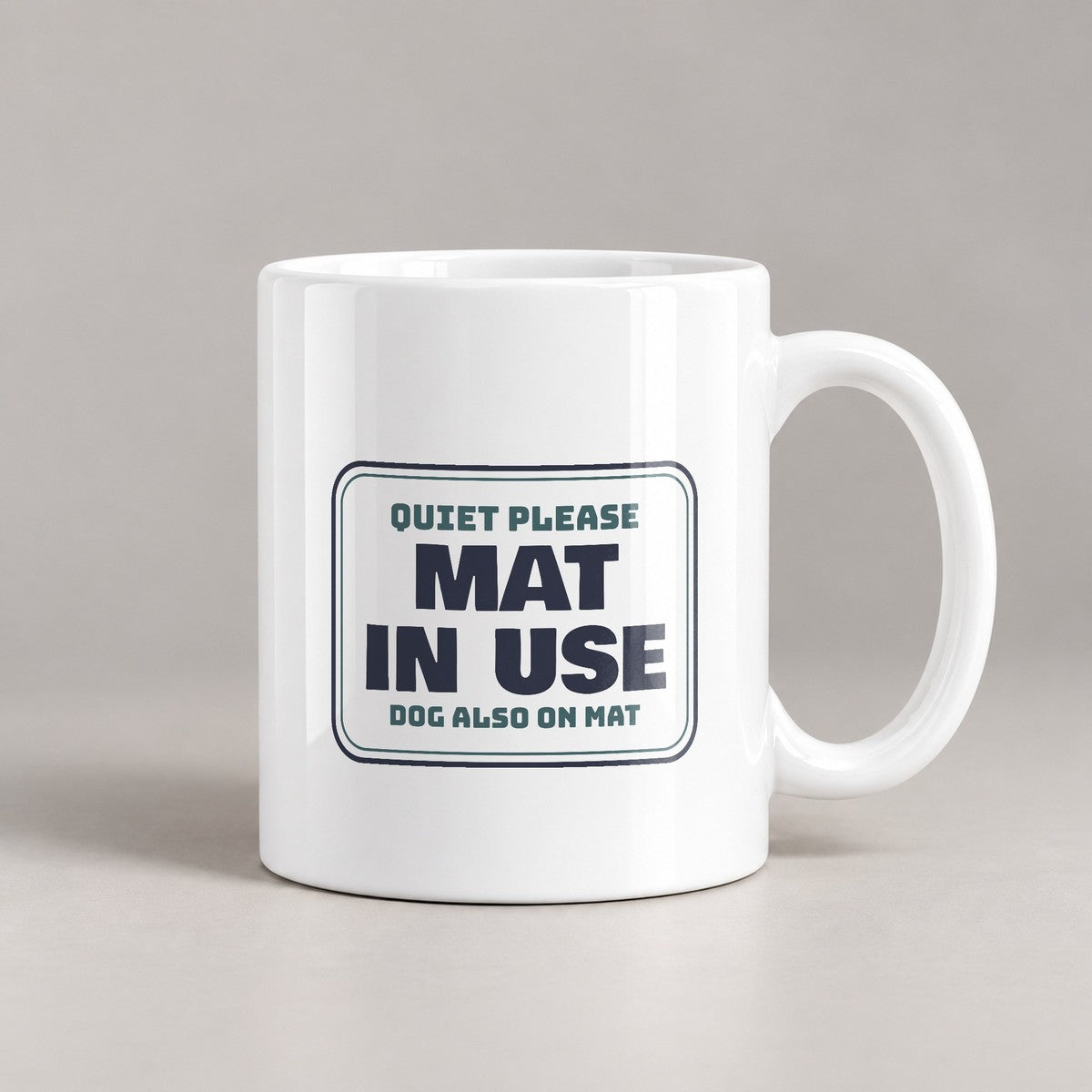 Funny Yoga Coffee Mug Mat In Use Dog Also On Mat - photo 3