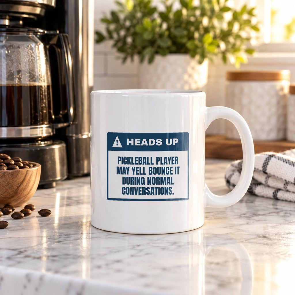 Funny Pickleball Coffee Mug May Yell Bounce It Warning Label - photo 1