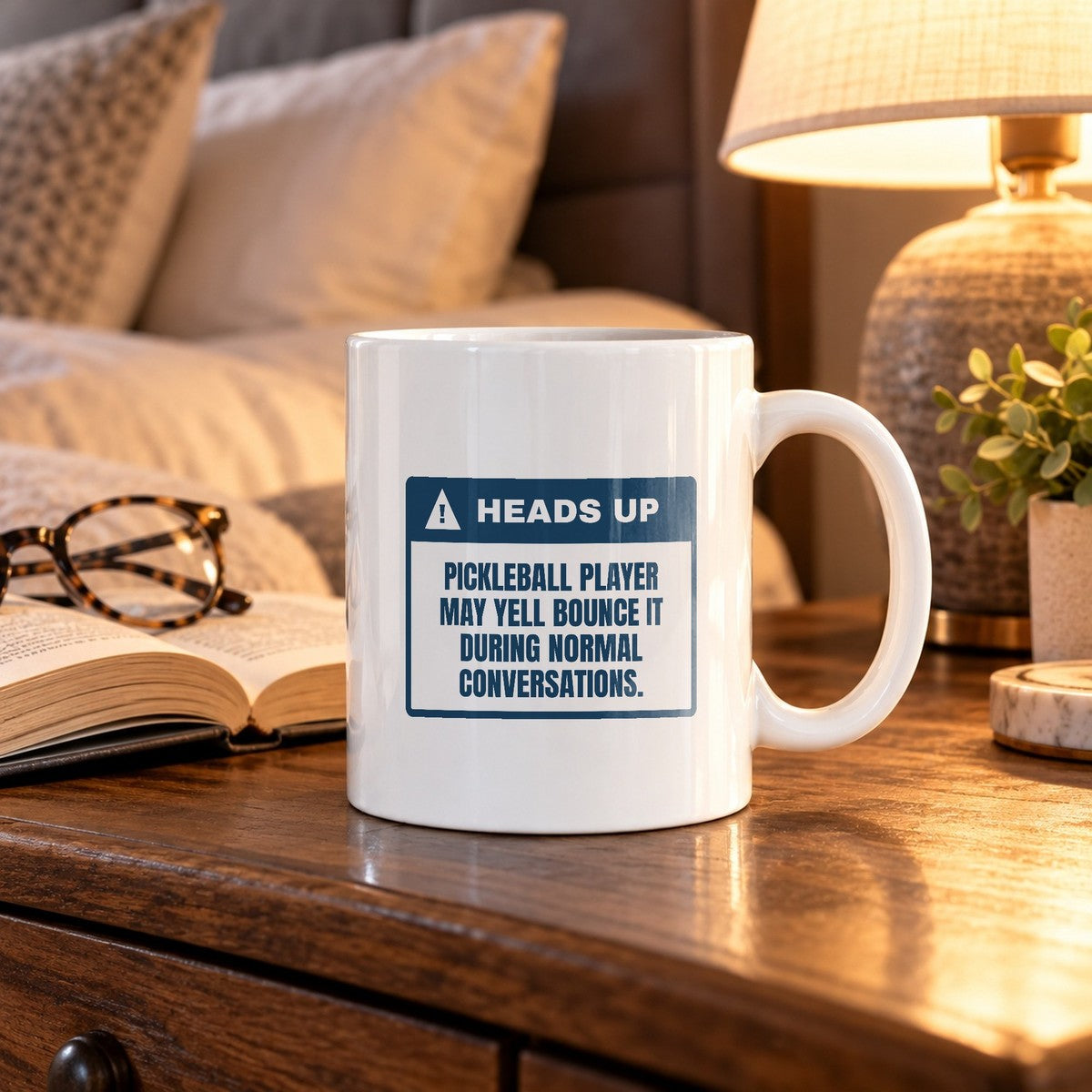 Funny Pickleball Coffee Mug May Yell Bounce It Warning Label - photo 2