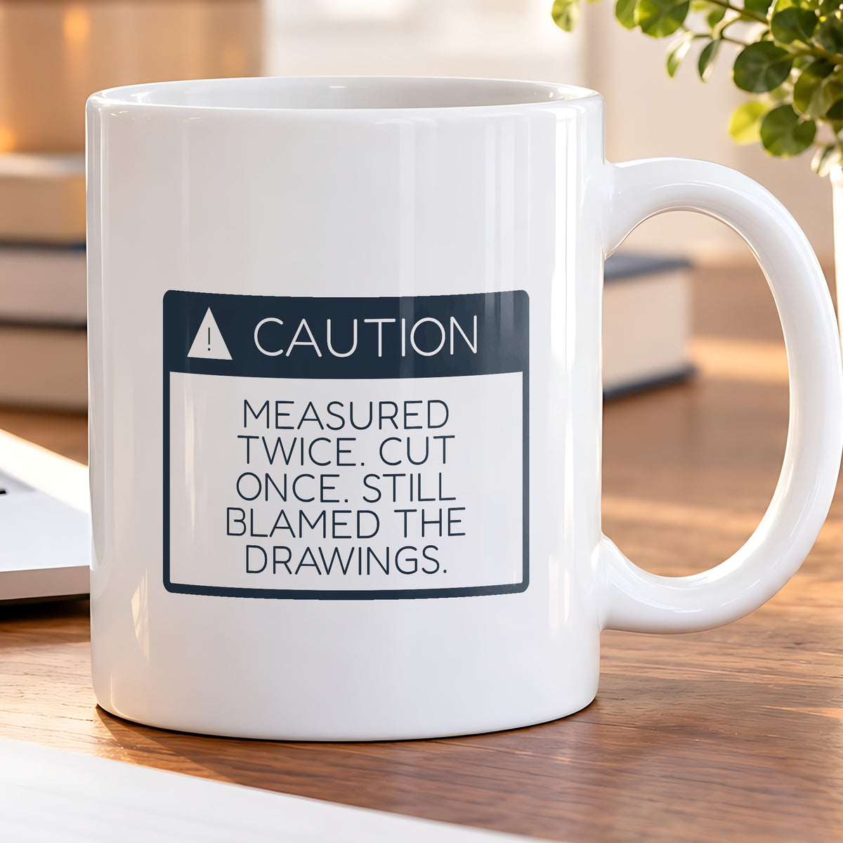 Funny Construction Worker Coffee Mug Measured Twice Caution Sign - photo 5