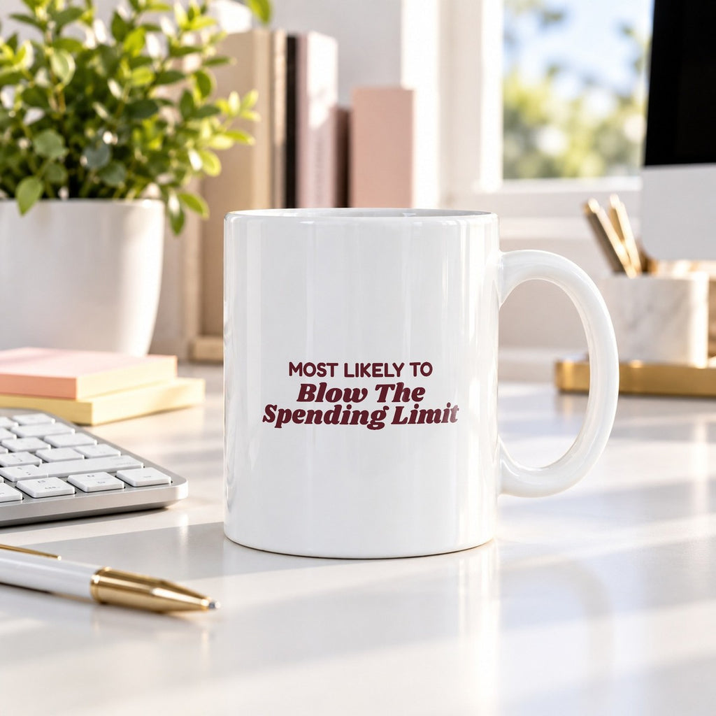 Funny Christmas Couple Coffee Mug Most Likely To Blow The Spending Limit - photo 3