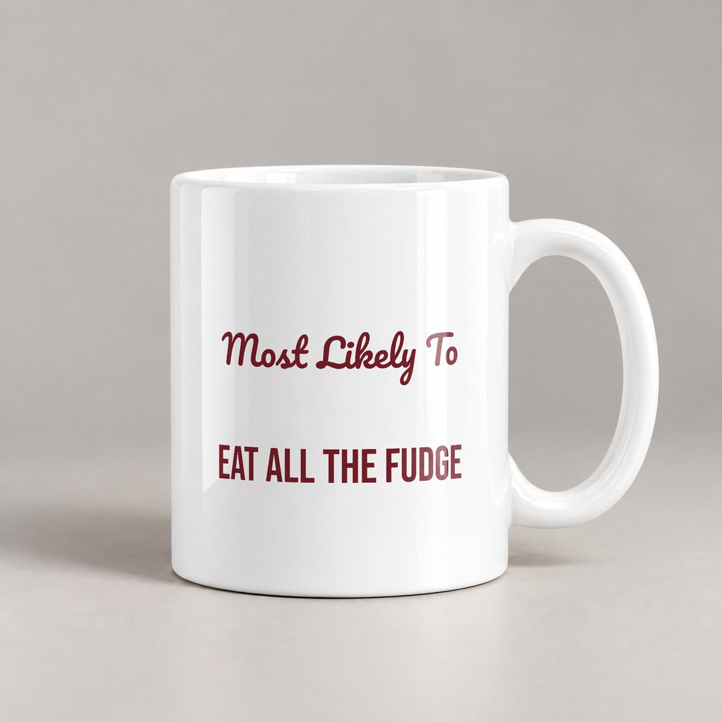 Funny Christmas Coworker Coffee Mug Most Likely To Eat All The Fudge - photo 2