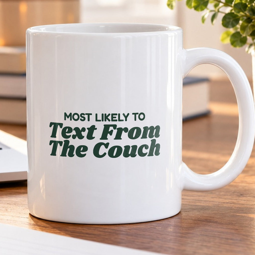 Funny Christmas Coffee Mug Most Likely To Text From The Couch Family Set - photo 5