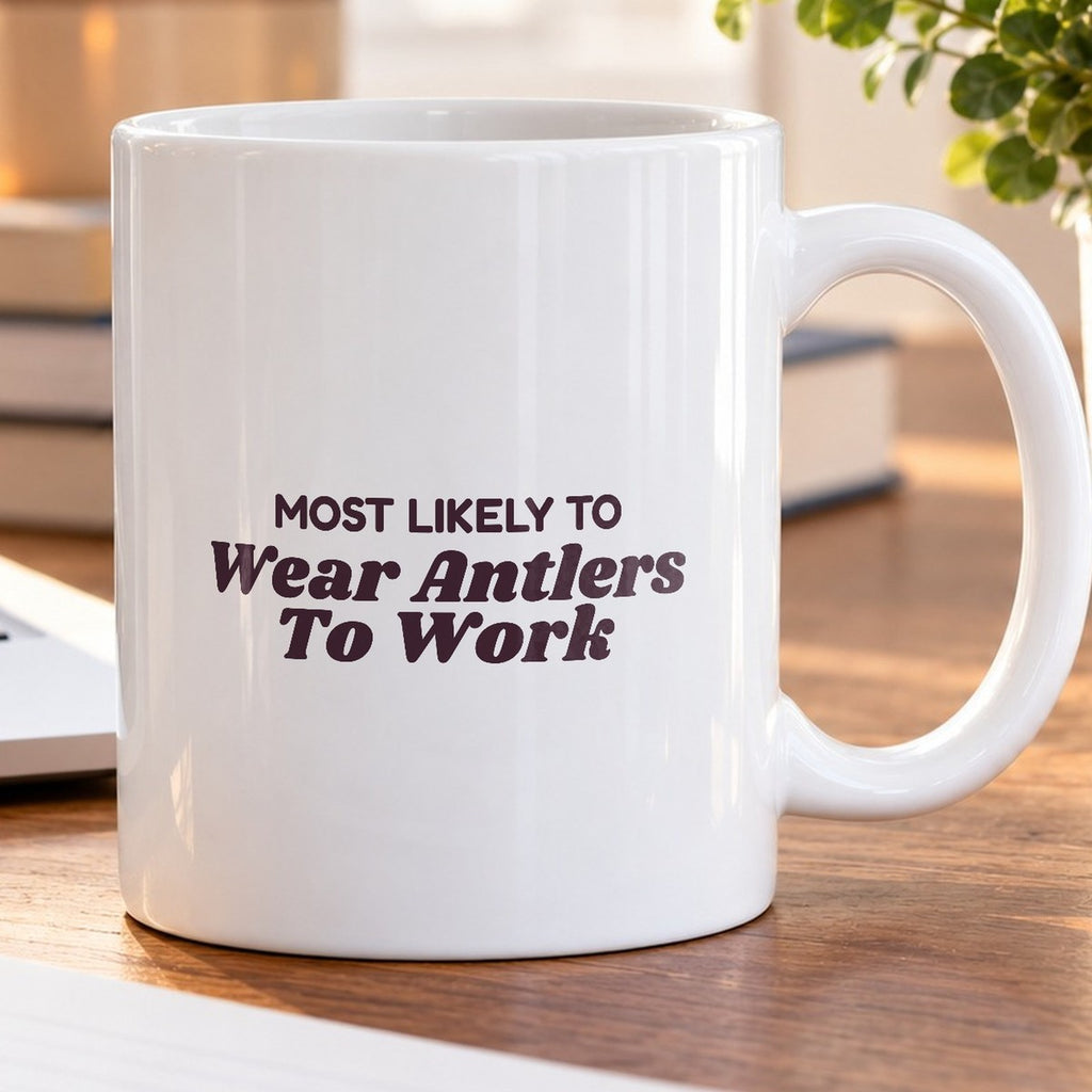 Funny Christmas Coworker Coffee Mug Most Likely To Wear Antlers To Work - photo 5