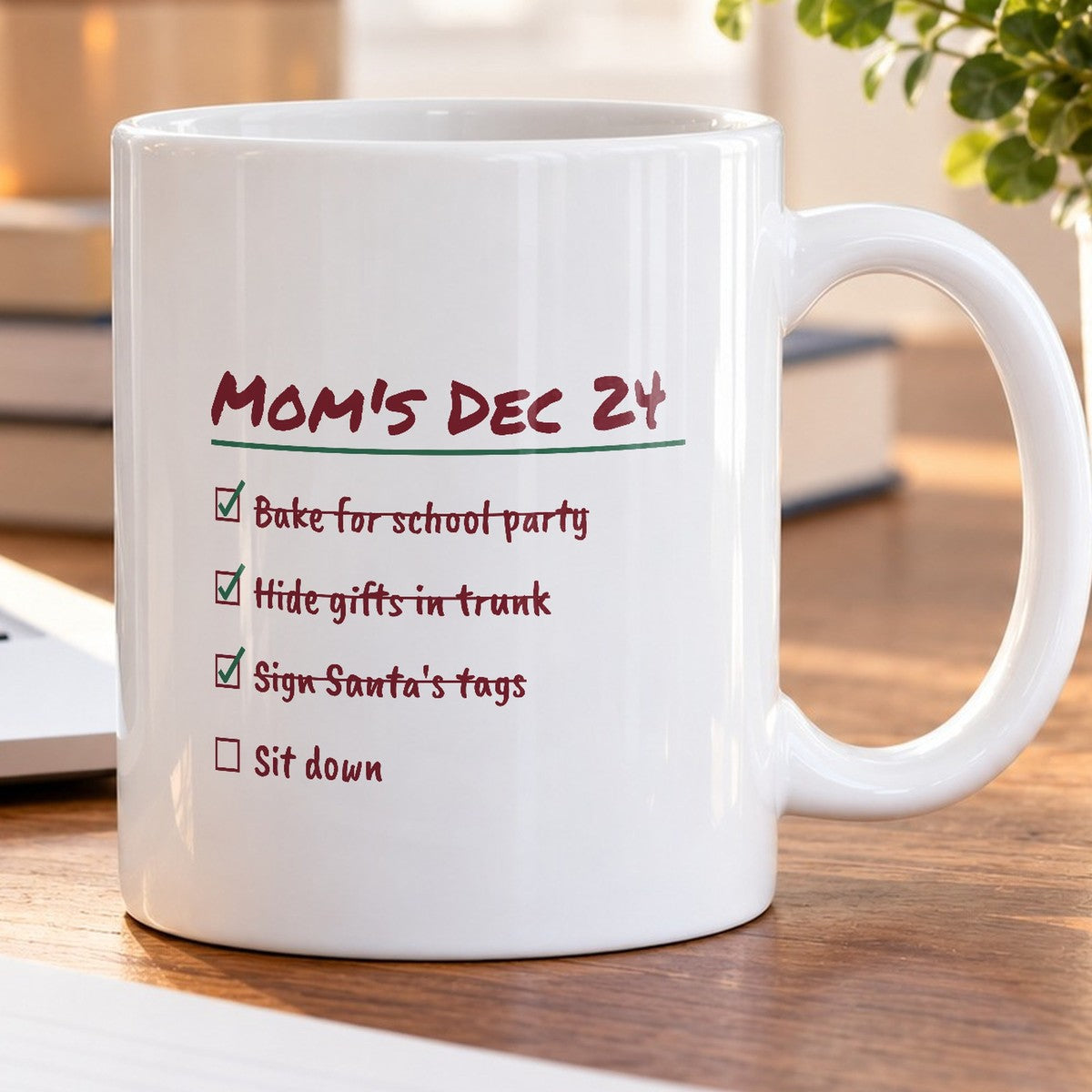 Funny Christmas Coffee Mug Mom's Christmas Eve List Sit Down For Mom - photo 5