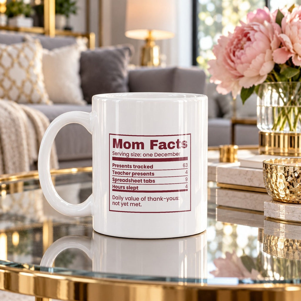 Funny Christmas Coffee Mug Mom Facts December Edition Nutrition Label - photo 4