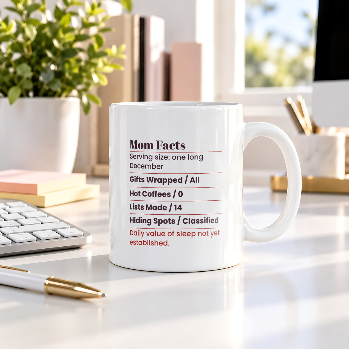 Funny Mom Christmas Coffee Mug Mom Facts Nutrition Label - photo 3