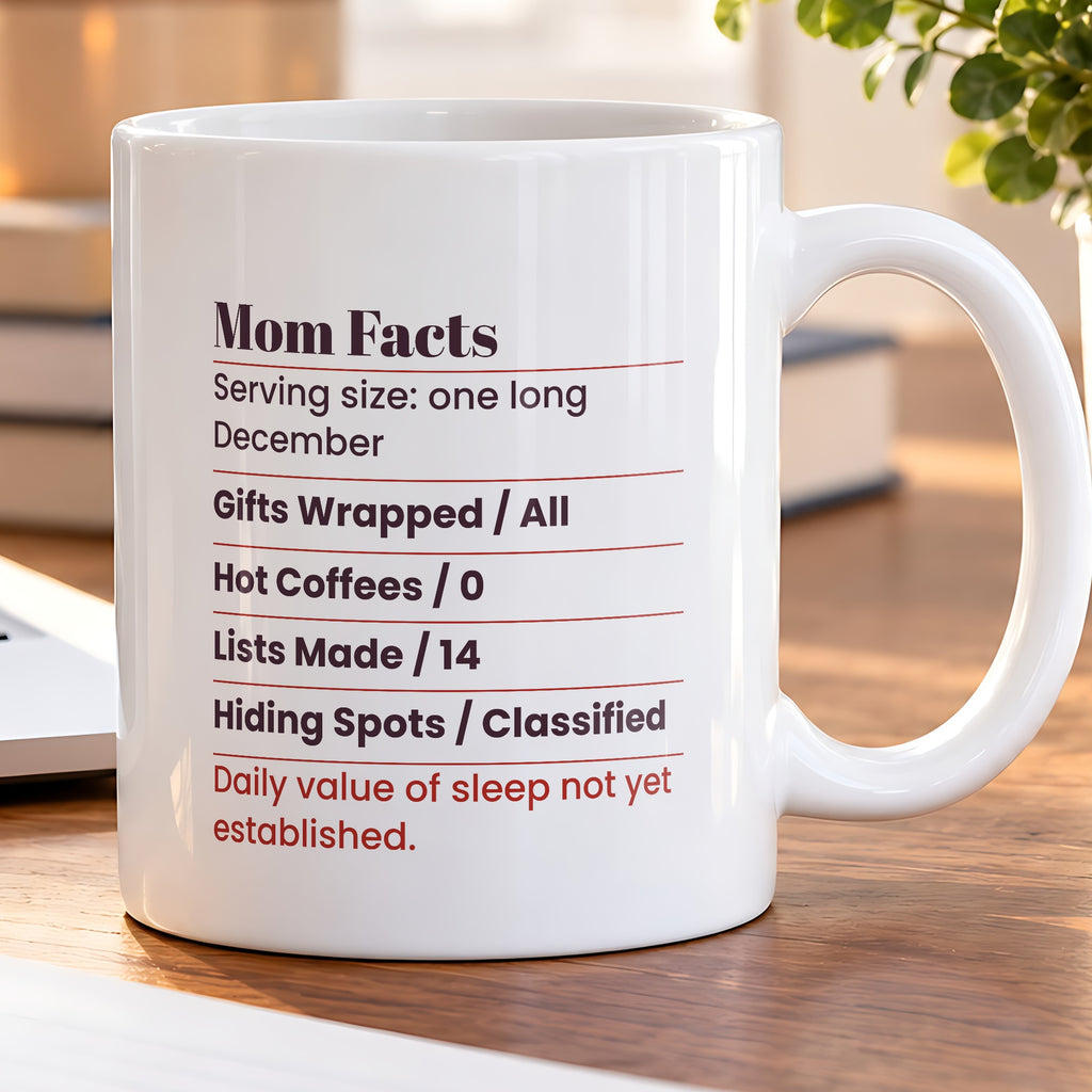 Funny Mom Christmas Coffee Mug Mom Facts Nutrition Label - photo 5