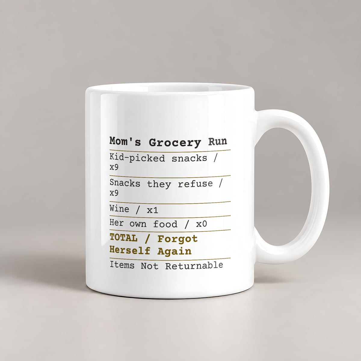 Funny Mom Grocery Receipt Coffee Mug Forgot Herself Again For Mom - photo 1