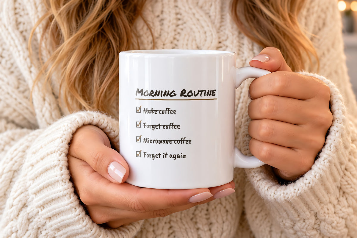 Funny Coffee Lover Coffee Mug Morning Routine Checklist For Coffee Fans - photo 3