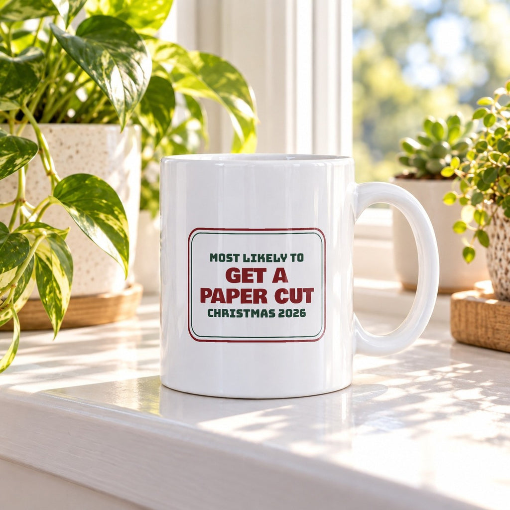Funny Family Christmas Coffee Mug Most Likely To Get A Paper Cut - photo 2