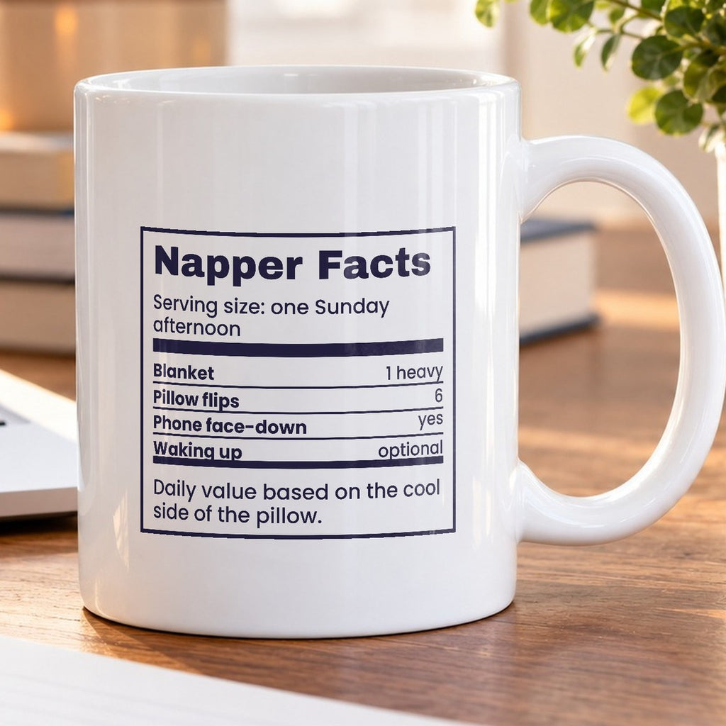 Funny Nap Lover Coffee Mug Napper Facts Nutrition Label - photo 5