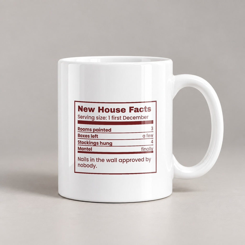 Funny Christmas Coffee Mug New House Facts Nutrition Label - photo 1