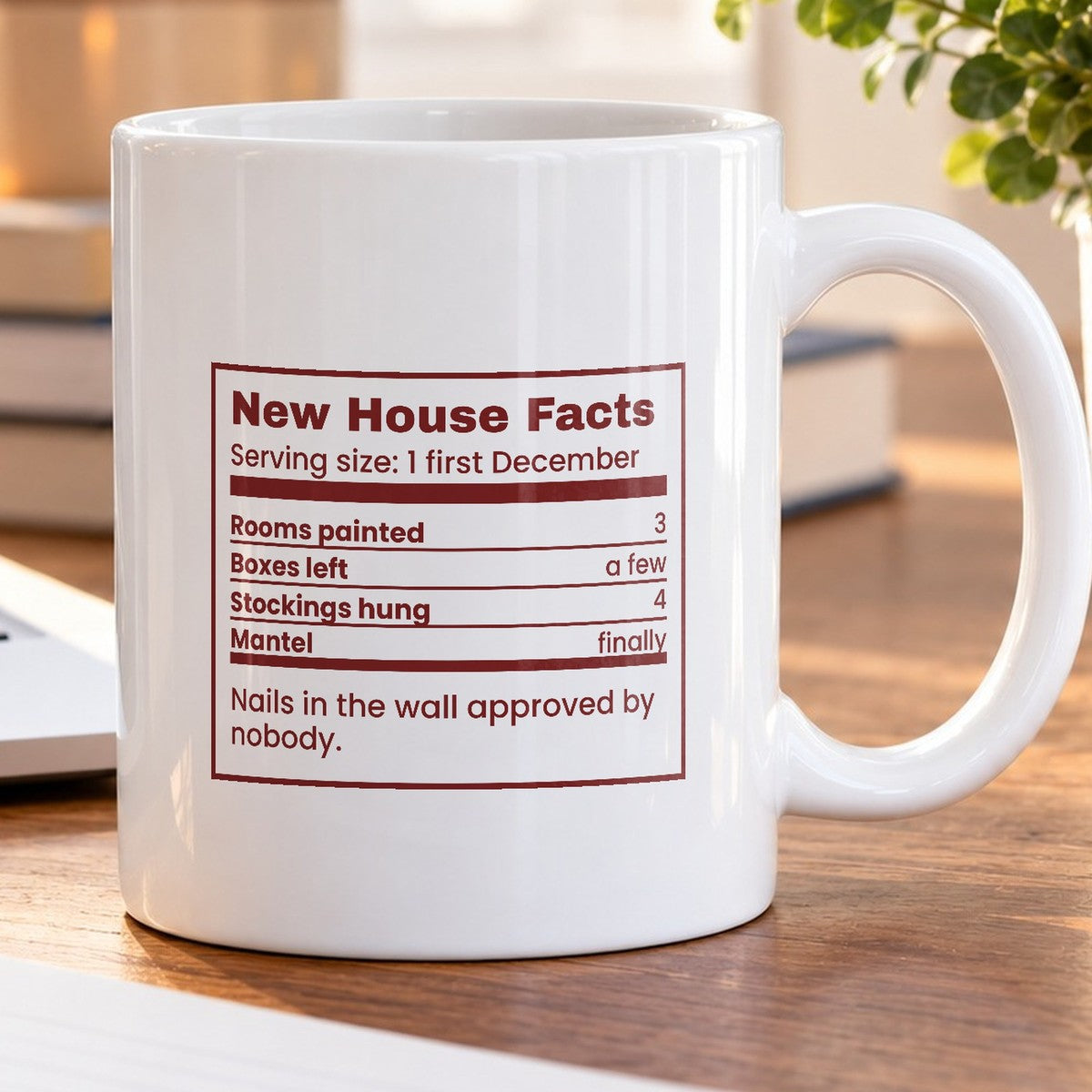 Funny Christmas Coffee Mug New House Facts Nutrition Label - photo 5