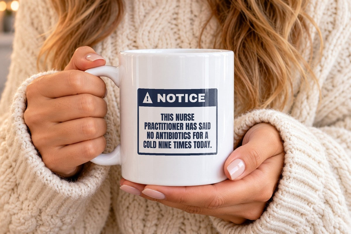 Funny Nurse Practitioner Coffee Mug No Antibiotics For A Cold Warning - photo 4