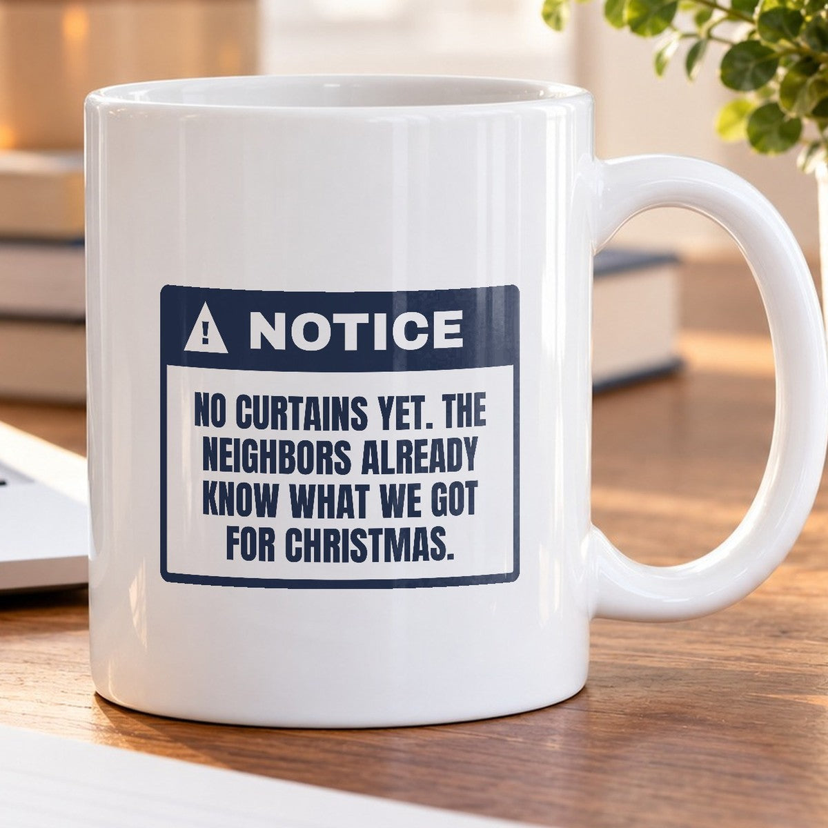 Funny Christmas Coffee Mug No Curtains Yet Warning For New Homeowners - photo 5