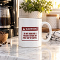 Funny Christmas Coffee Mug No Presents Before Coffee Caution Label - photo 1