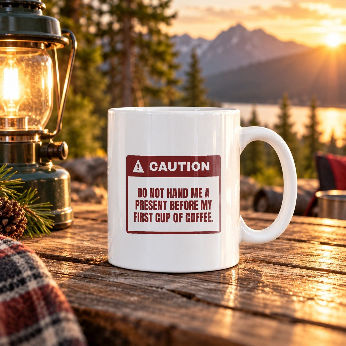 Funny Christmas Coffee Mug No Presents Before Coffee Caution Label - photo 3