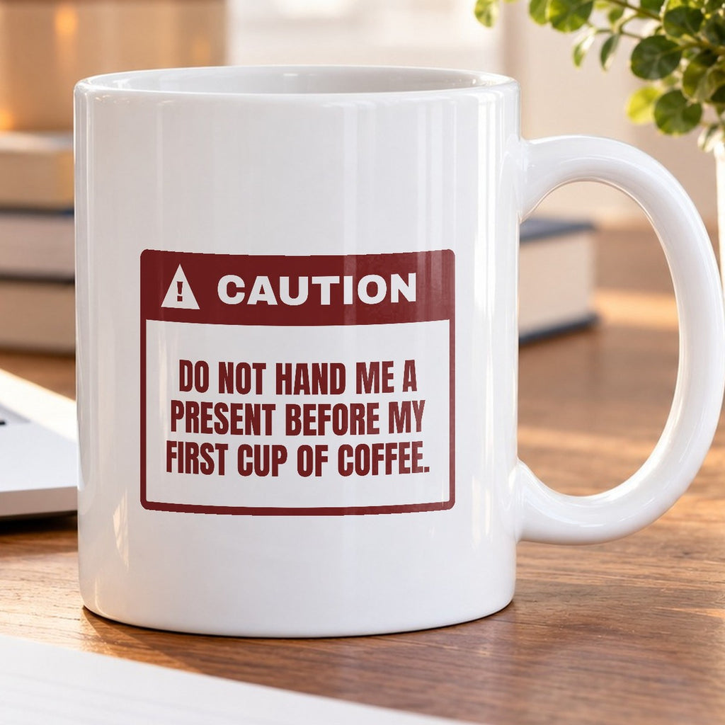 Funny Christmas Coffee Mug No Presents Before Coffee Caution Label - photo 5