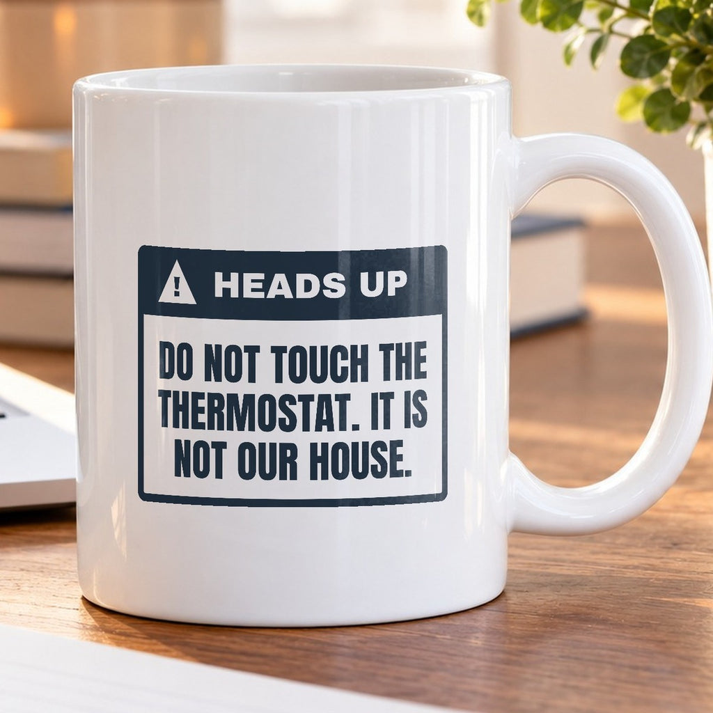 Funny Christmas Coffee Mug Not Our Thermostat Heads Up Label - photo 5