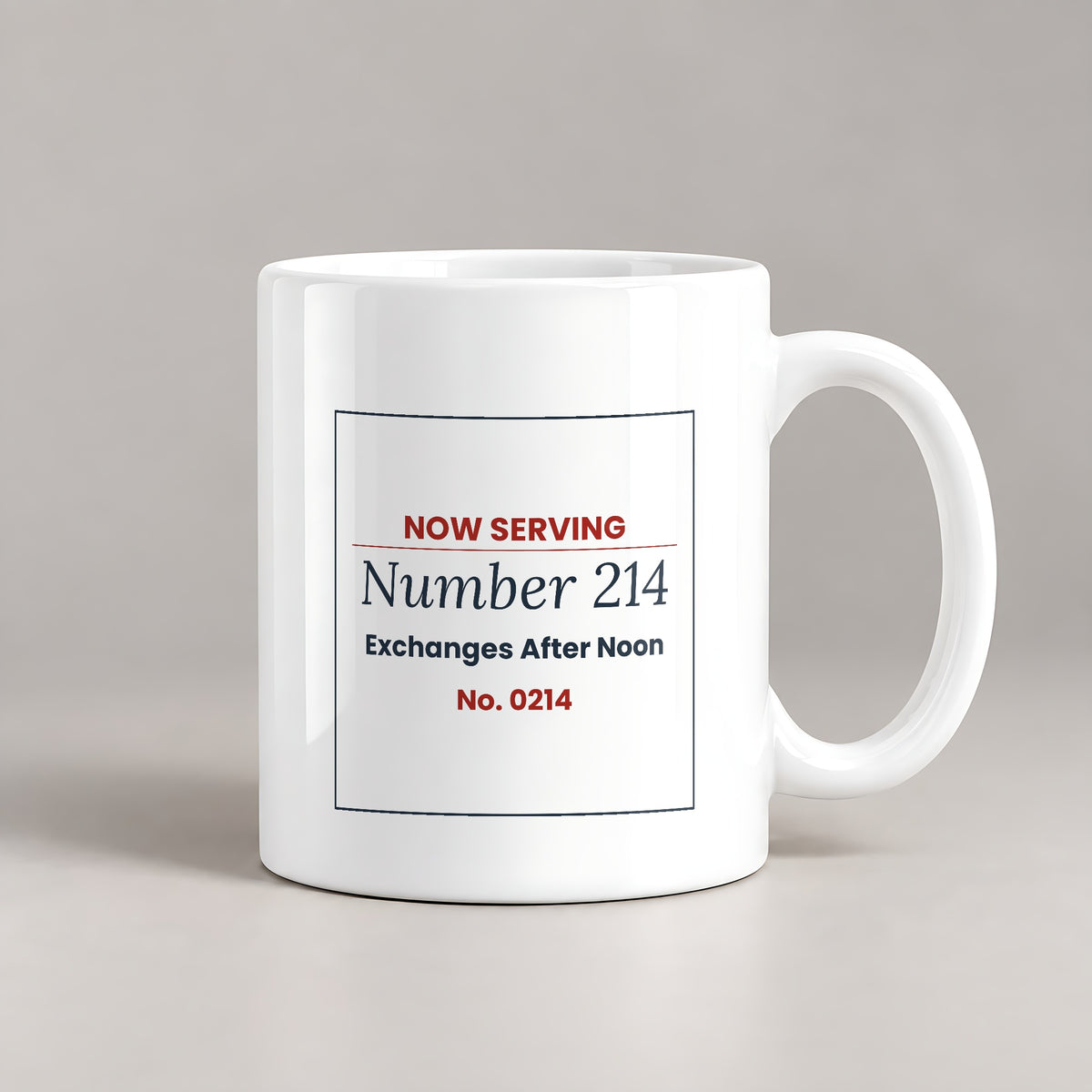 Funny Retail Christmas Coffee Mug Now Serving 214 Exchanges Ticket - photo 2