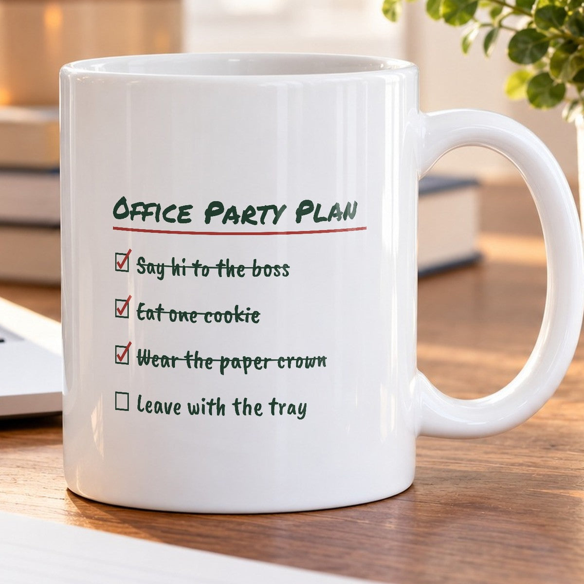 Funny Christmas Coffee Mug Office Party Plan Leave With The Tray - photo 5