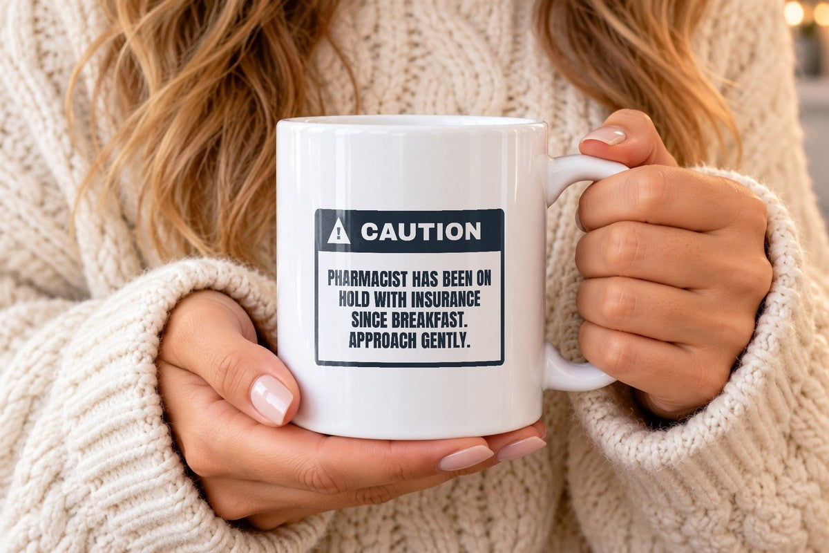 Funny Pharmacist Warning Coffee Mug On Hold Since Breakfast For RPh - photo 1