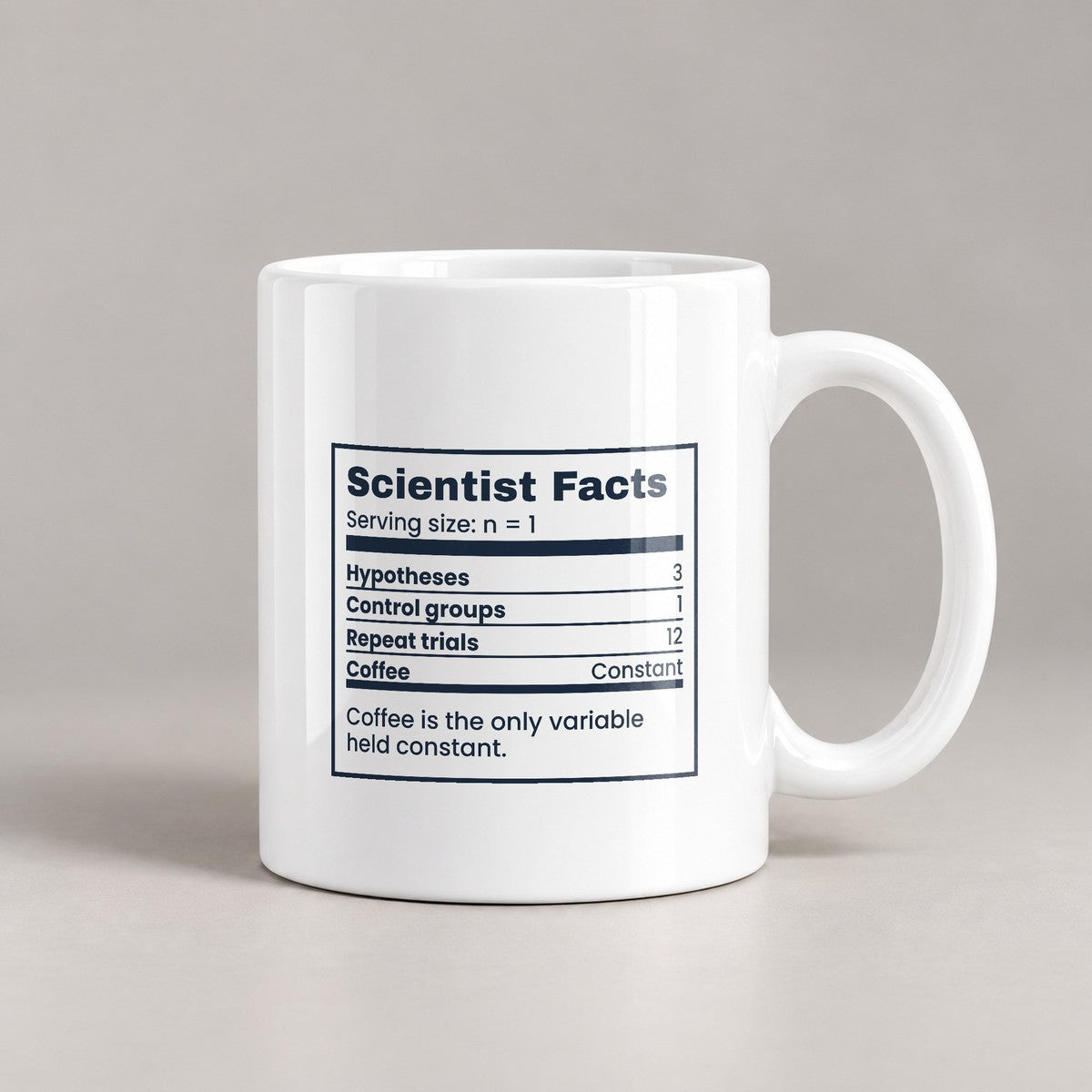 Funny Science Nerd Coffee Mug Scientist Facts Nutrition Label - photo 1