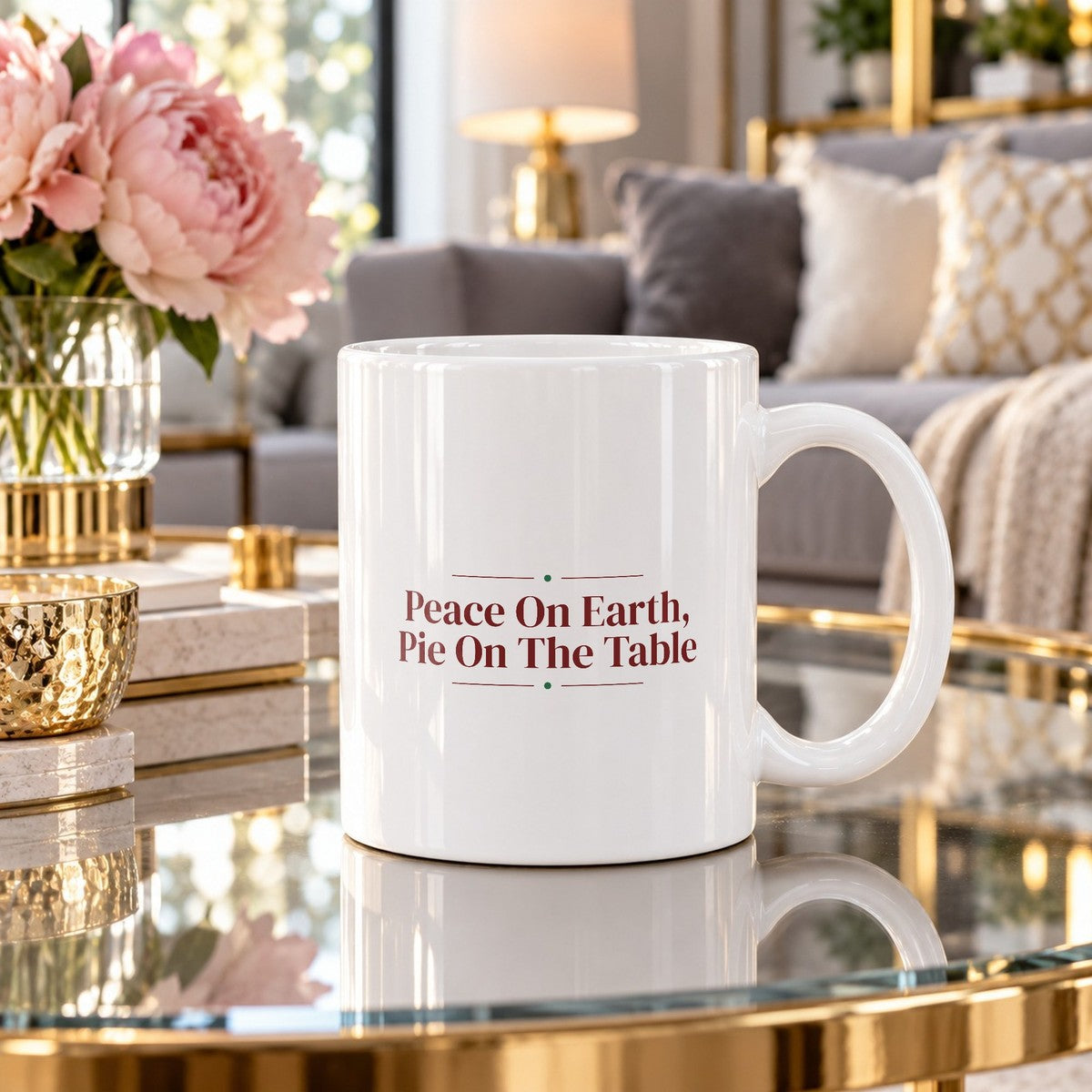 Christmas Coffee Mug Peace On Earth Pie On The Table Cozy Mug - photo 1
