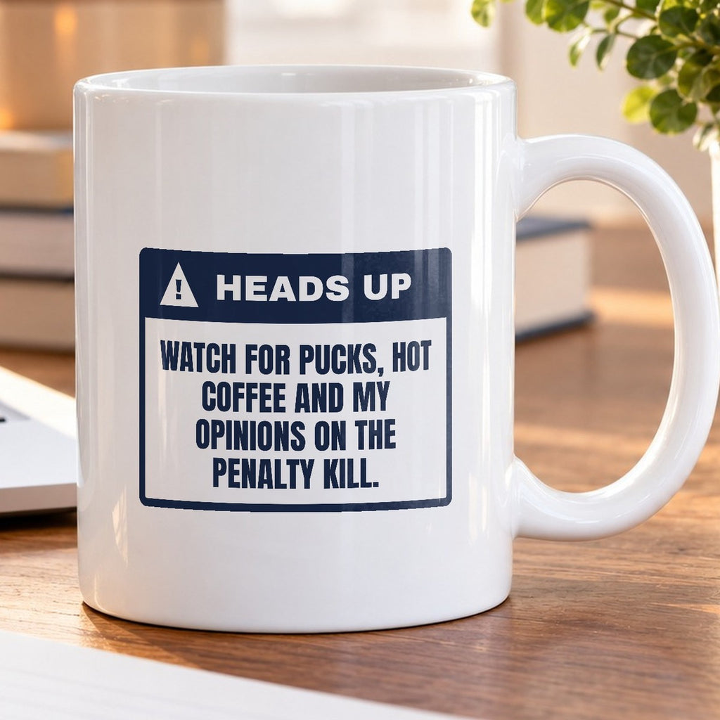 Funny Hockey Fan Coffee Mug Heads Up Opinions On The Penalty Kill - photo 5