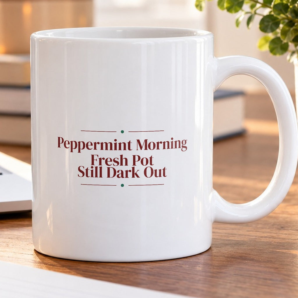 Christmas Coffee Mug Peppermint Morning Fresh Pot Still Dark Out - photo 5