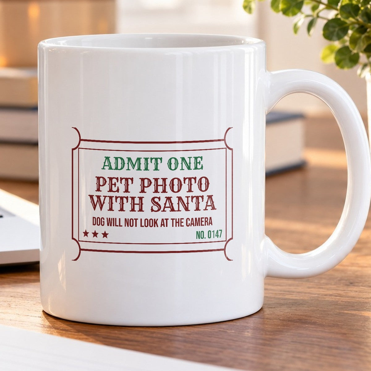 Funny Christmas Dog Coffee Mug Photo With Santa Dog Looked Away - photo 5