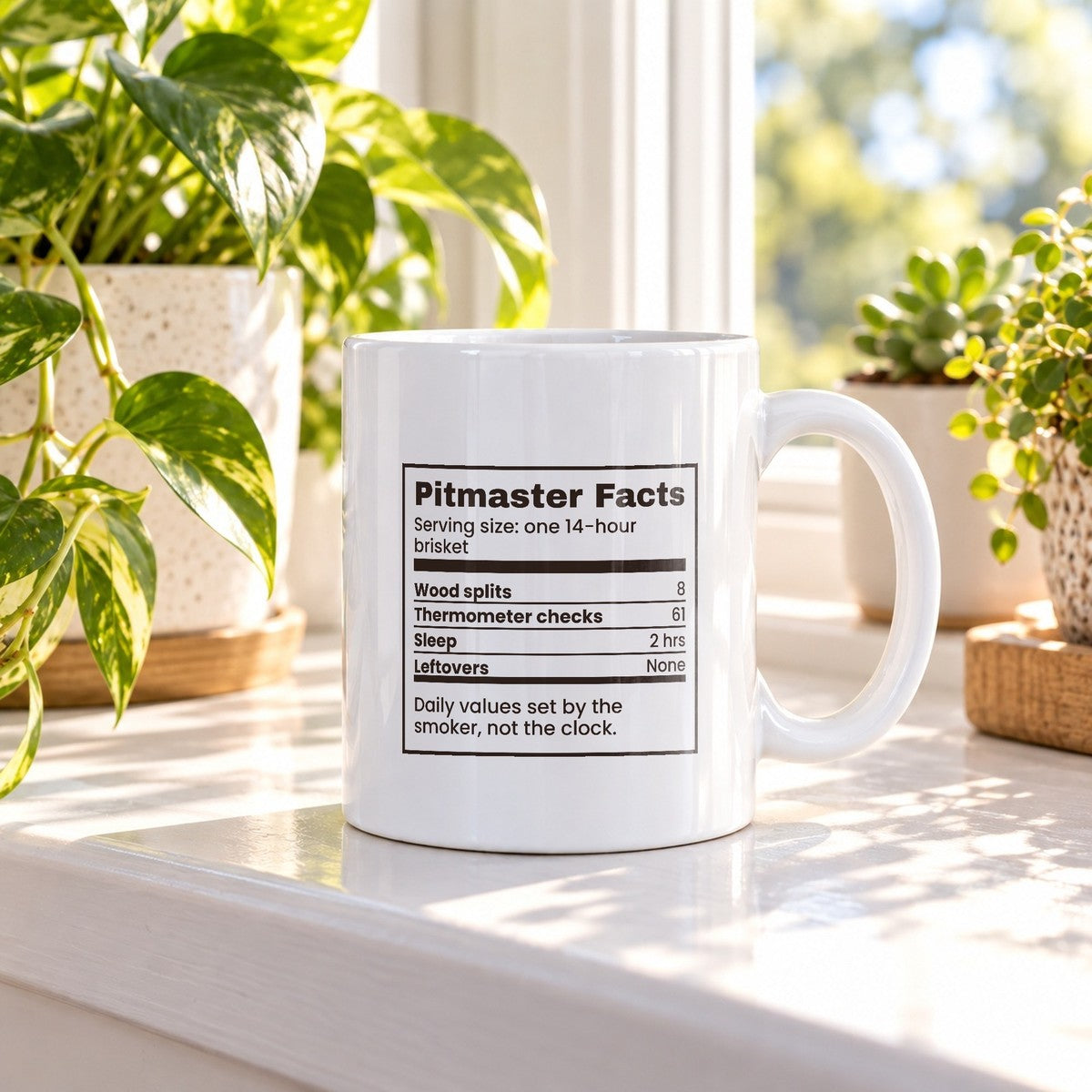 Funny BBQ Coffee Mug Pitmaster Facts Nutrition Label For Smoker Owners - photo 1