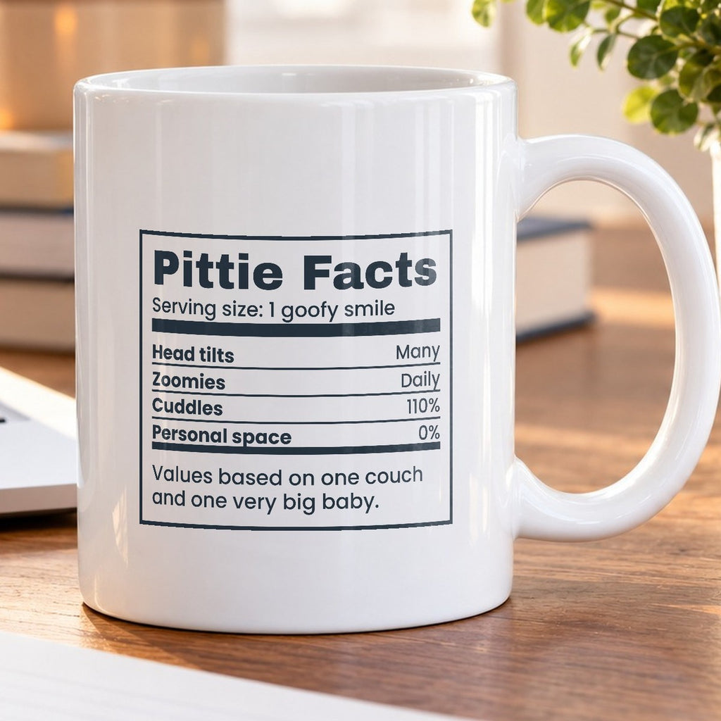 Funny Pit Bull Coffee Mug Pittie Facts Nutrition Label For Owners - photo 5