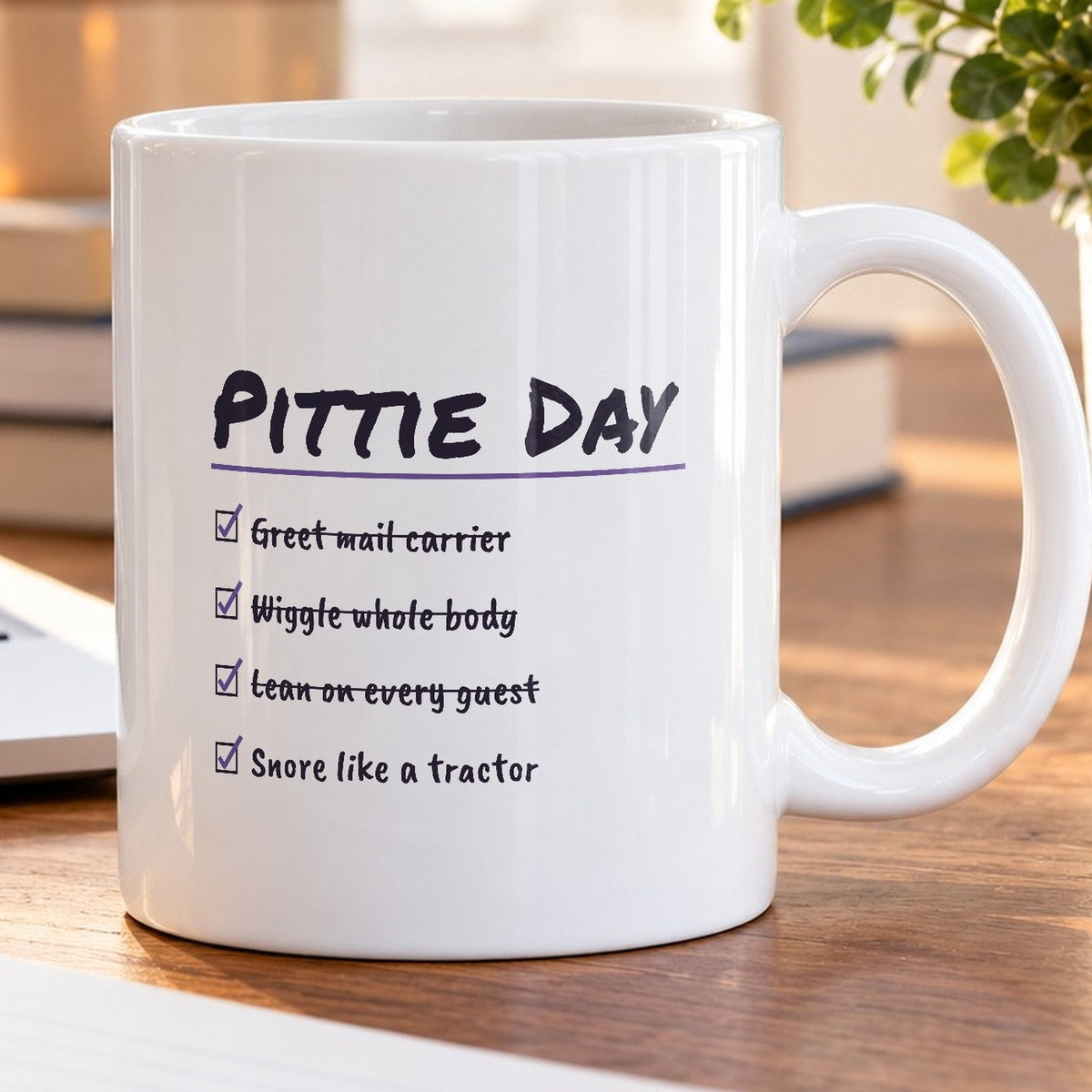 Funny Pit Bull Mug Snore Like A Tractor Pittie Checklist - photo 5