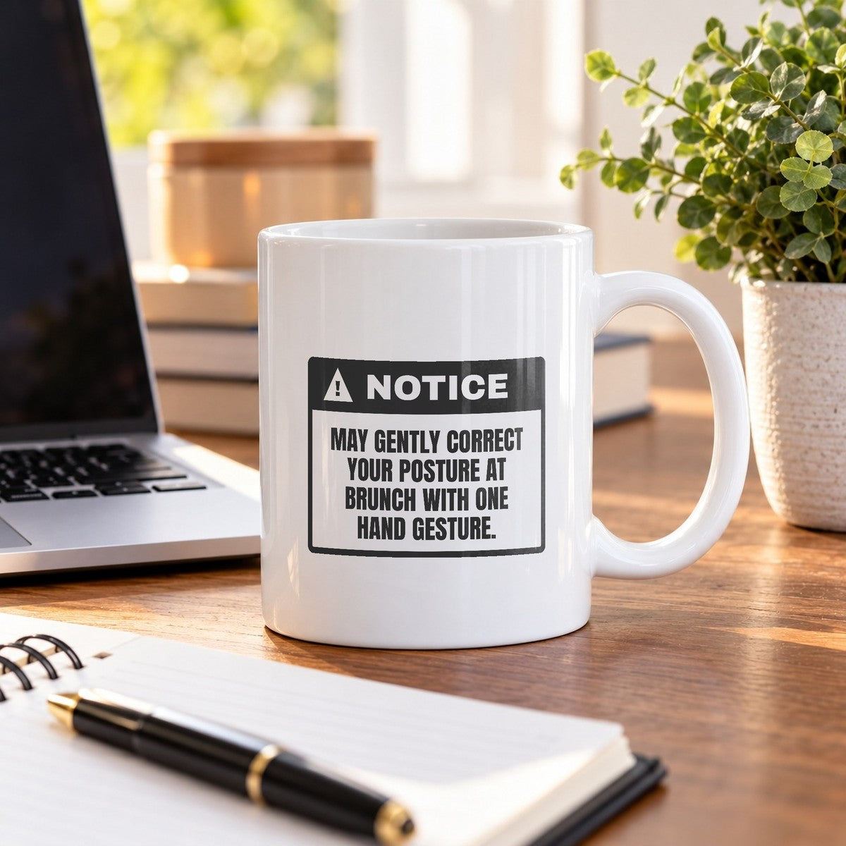 Funny Yoga Teacher Mug Notice Corrects Posture At Brunch - photo 3