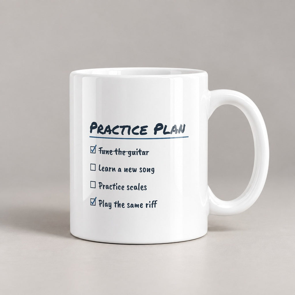 Funny Guitar Coffee Mug Practice Plan Play The Same Riff - photo 3